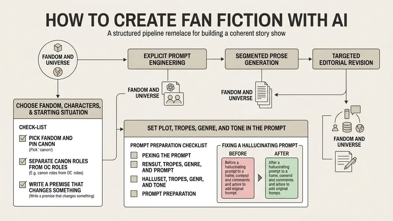 Flowchart outlining a systematic writing process from initial prompt engineering to final editorial revision