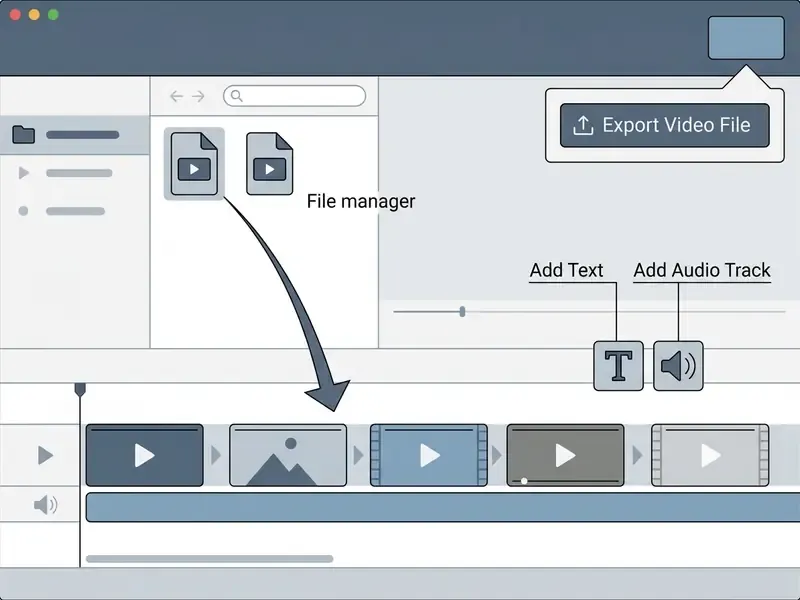 Annotated interface of a free video editor after video editing software free download