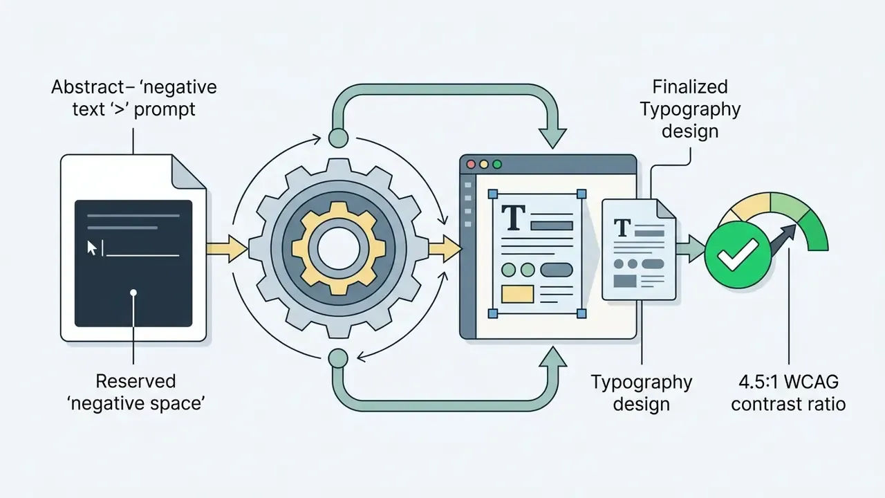 Process showing negative space prompts, typography design, and verification of WCAG contrast ratios