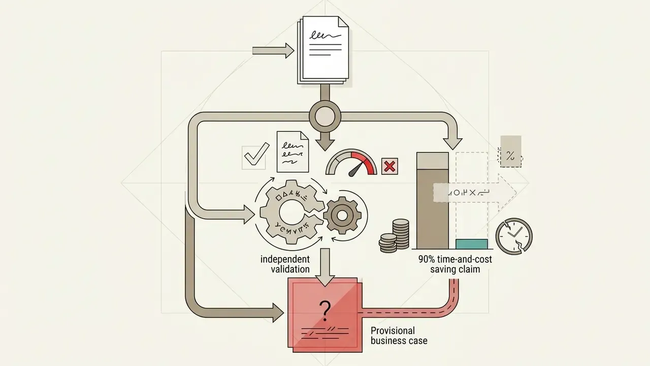 System of gears and metrics evaluating a business claim to reach a provisional conclusion