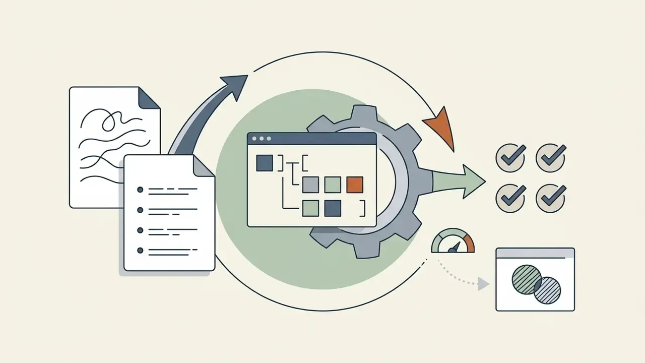 Cycle of document processing, structured data organization, and final verification of output results