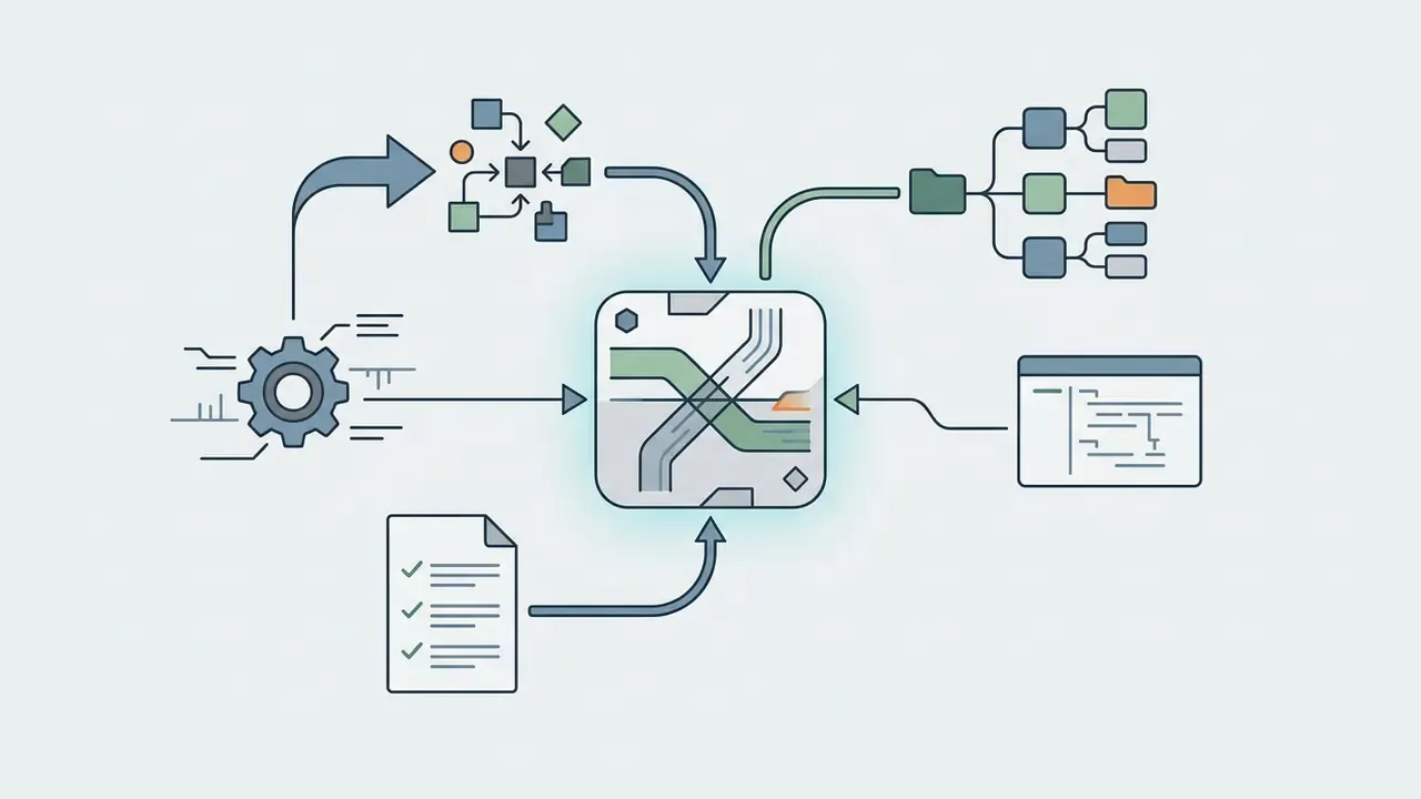 Central processing unit receiving inputs from project files, code modules, and configuration checklists