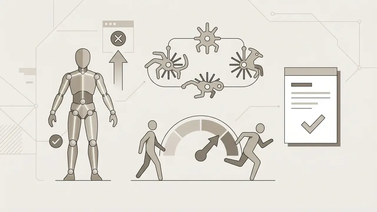 Rigged character model with creature cycles and a speed gauge showing locomotion and movement states