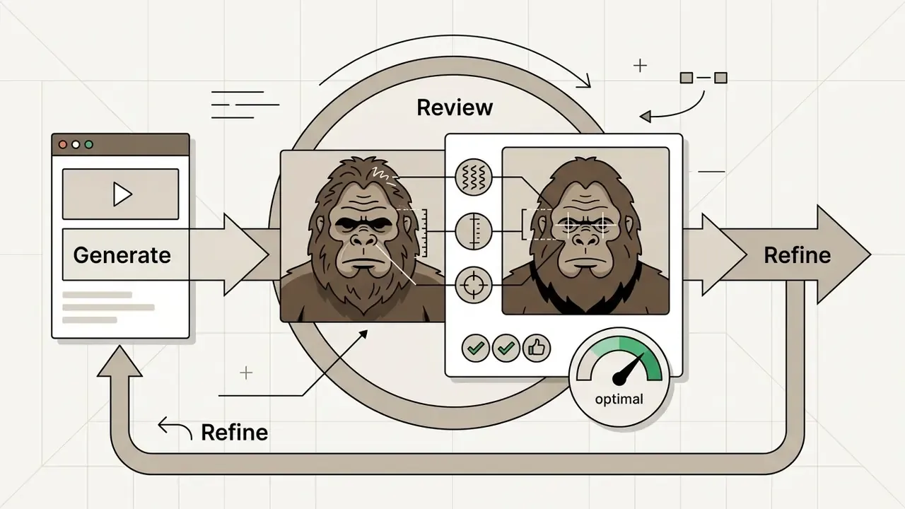 Side by side comparison of Bigfoot facial features with tracking lines and a circular gauge