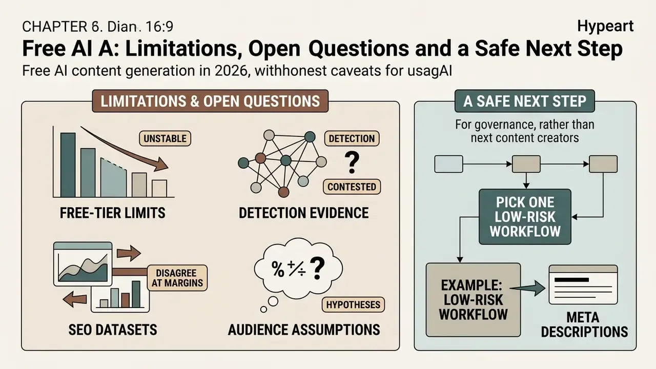 Diagram summarizing challenges like unstable limits and contested detection alongside a low-risk workflow