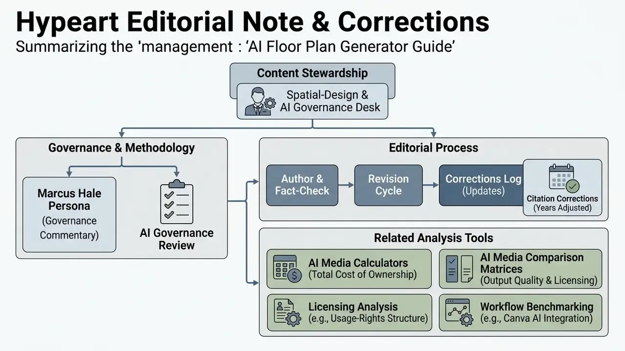 Organizational chart detailing editorial governance, revision workflows, and analysis tool categories