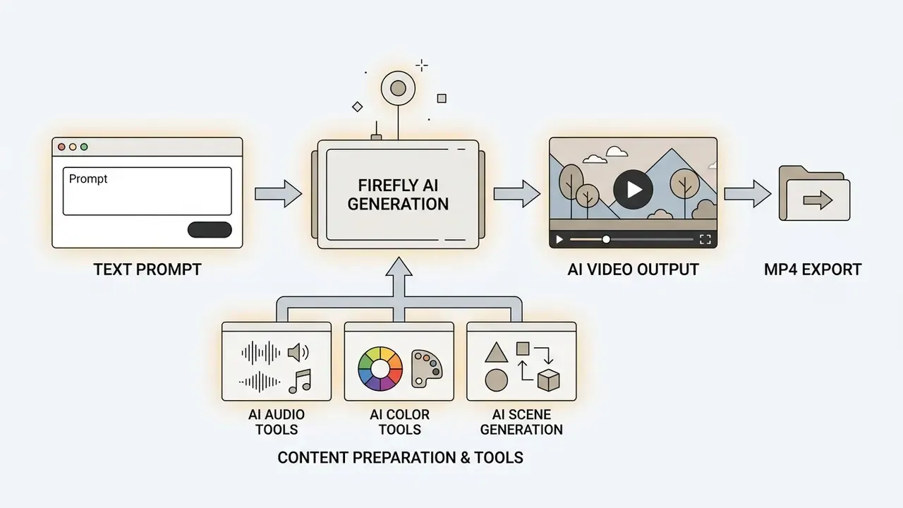 block diagram of adobe video editor AI workflow in Firefly.