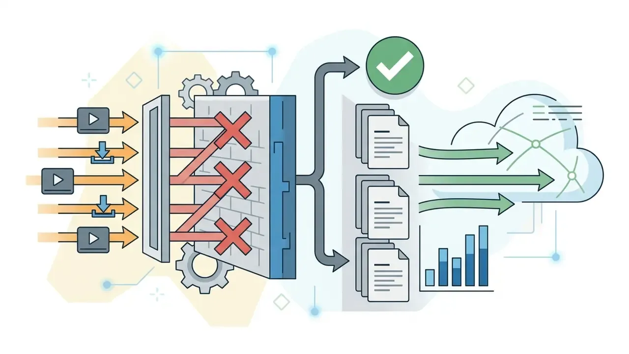 Network filter blocking video converter traffic while logging data for analysis in the cloud