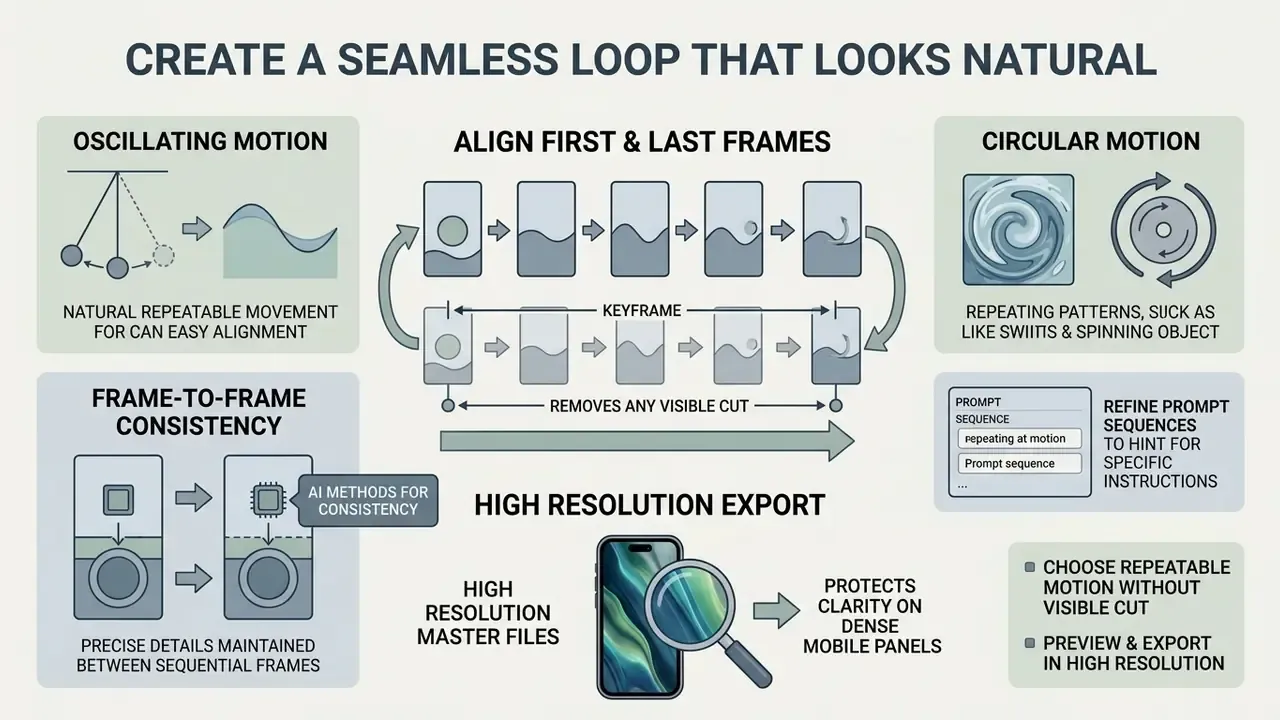 Steps for aligning animation frames and using AI to ensure consistency for a seamless live wallpaper