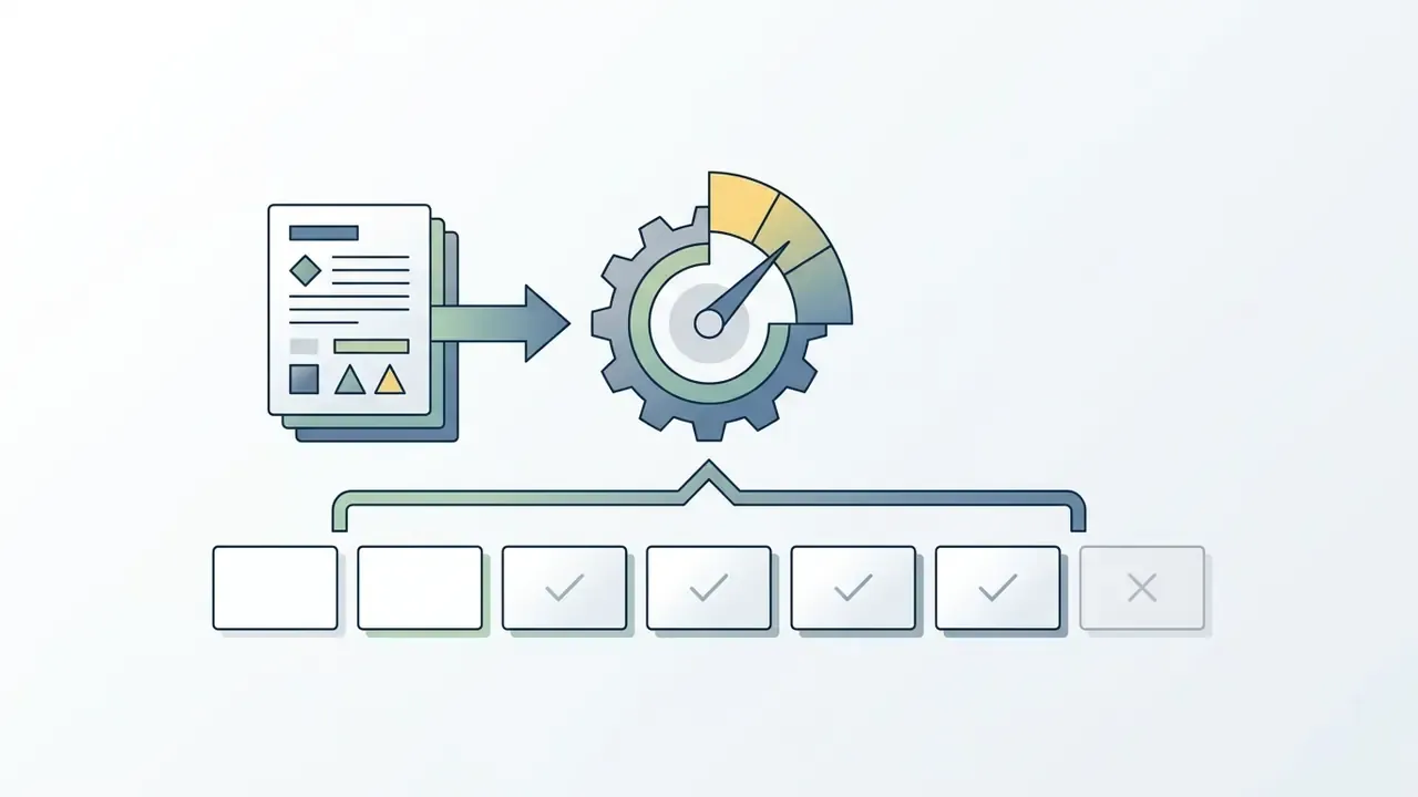 Documents processed through a gauge gear to create a limited sequence of presentation slides