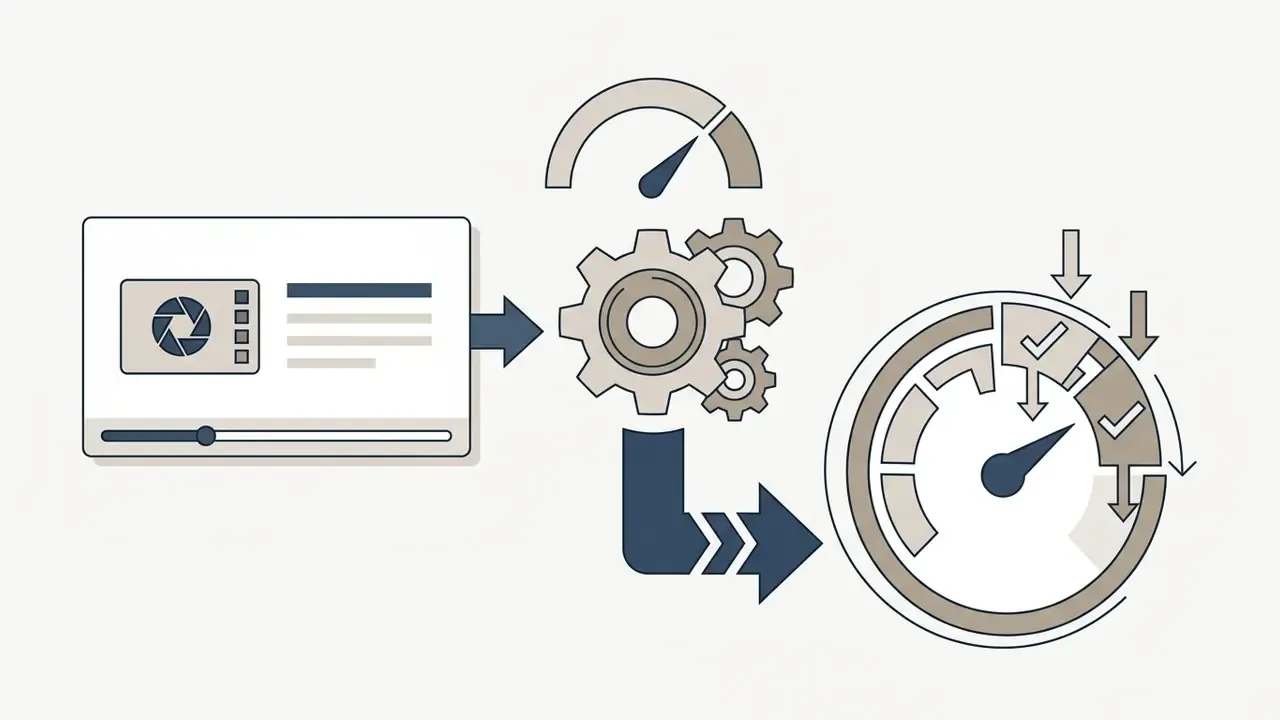 Video player interface connecting through gears to a gauge that tracks unit consumption