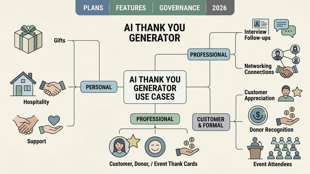 Mind map categorizing personal, professional, and customer communication scenarios for automated writing