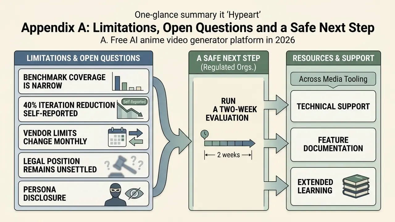Diagram showing limitations of animation tools and a two-week evaluation process for regulated organizations