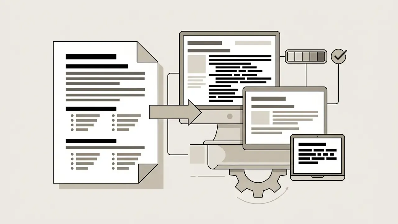 Document content flowing into a computer processor to generate structured web page layouts