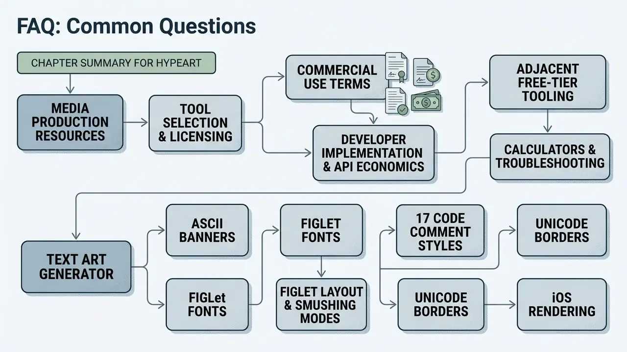 Flowchart outlining media production resources, licensing, API economics, and technical design features
