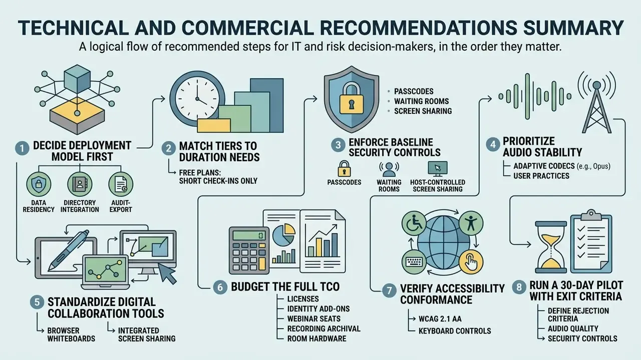 Numbered sequence of eight strategic steps for planning and managing digital collaboration software