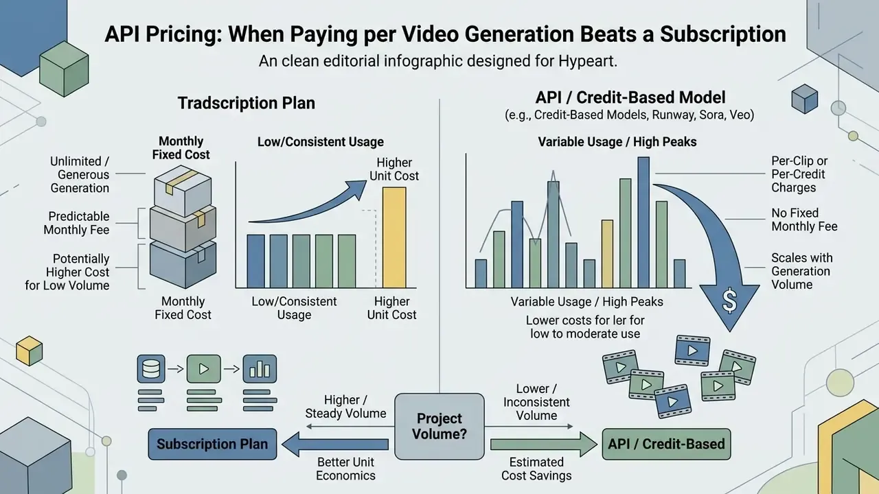 Comparison chart illustrating the cost differences between subscription plans and credit-based API models