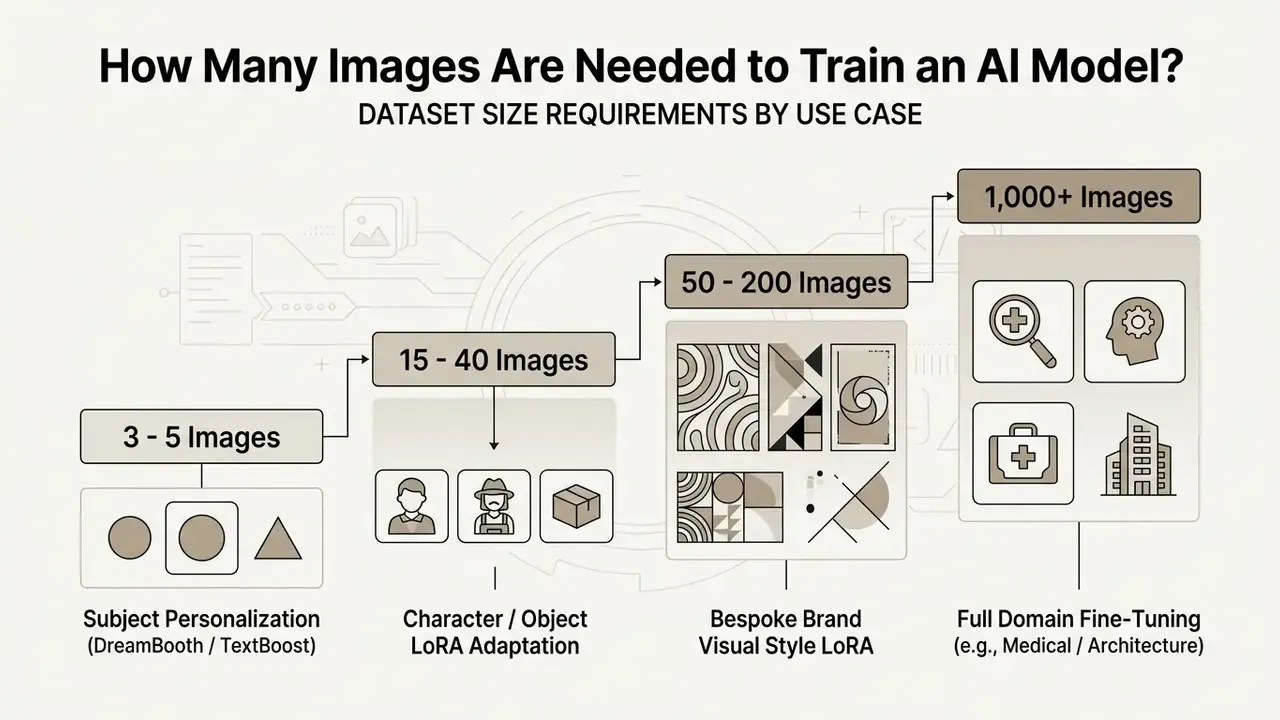Step-by-step guide linking dataset image counts to specific model training techniques and use cases