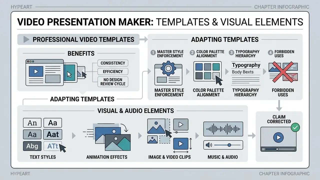 Infographic detailing how to adapt professional templates using style, typography, and media elements