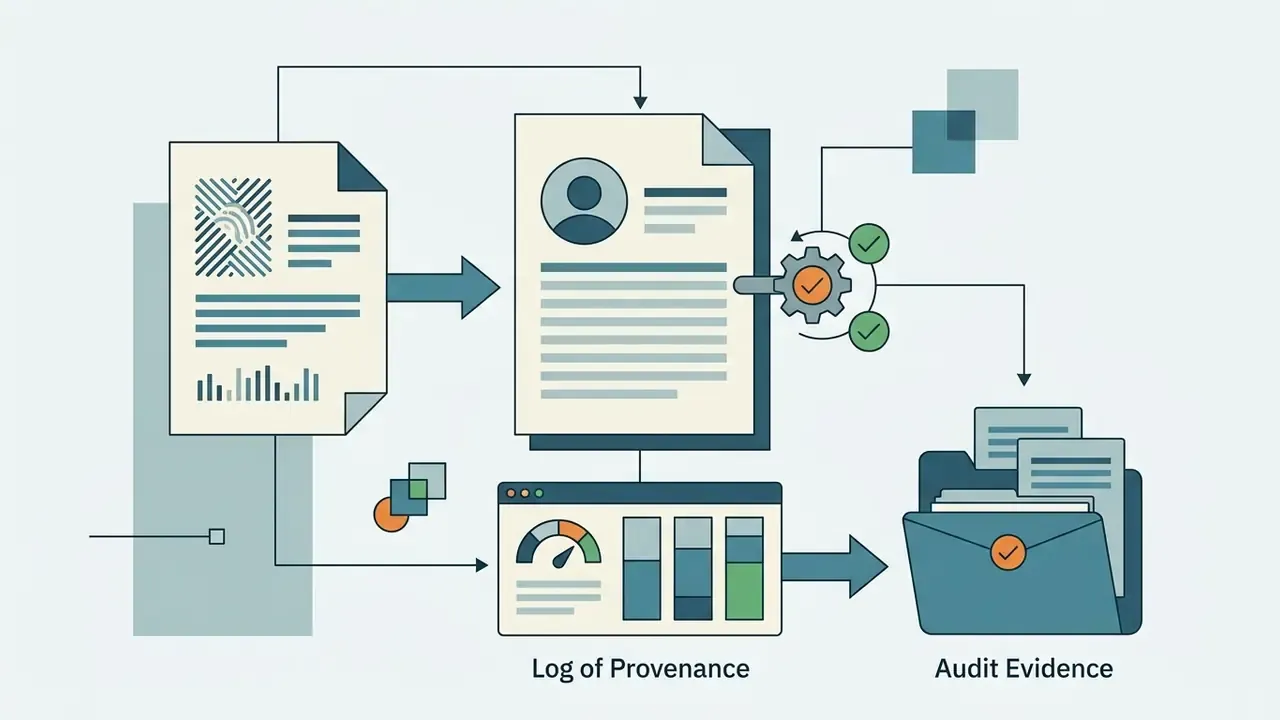 Data sources feeding into a persona profile and gear mechanism that logs evidence into a folder