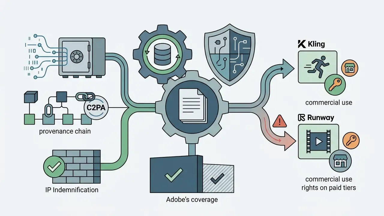 Central gear processing IP indemnification and provenance data toward software usage rights and coverage