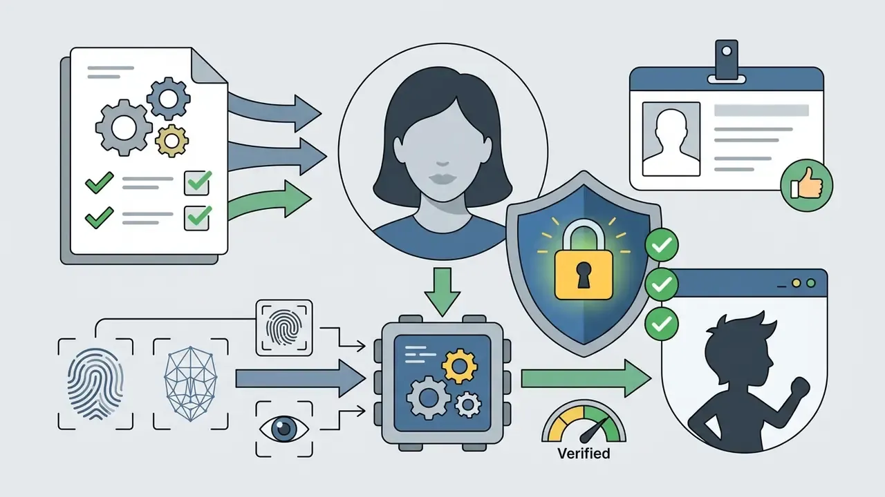 Biometric data and identity documents flowing into a processor to generate a secure character avatar