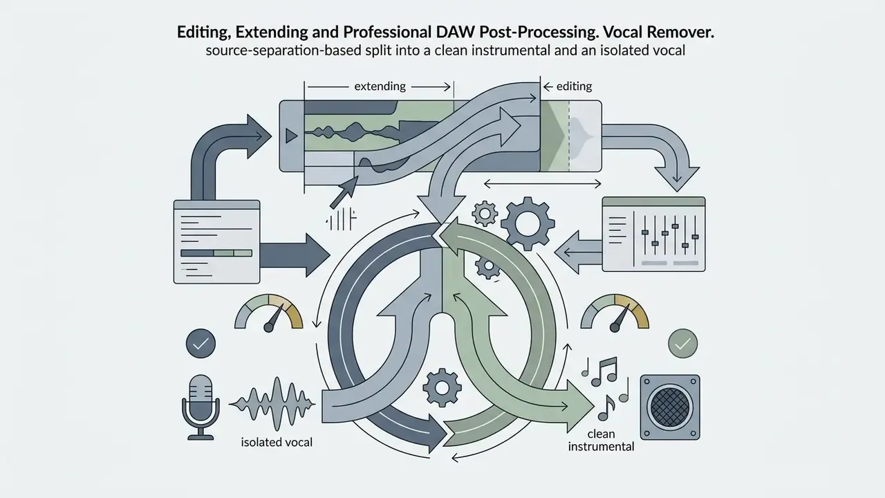 Audio signal splitting into separate vocal and instrumental tracks through a mechanical gear system