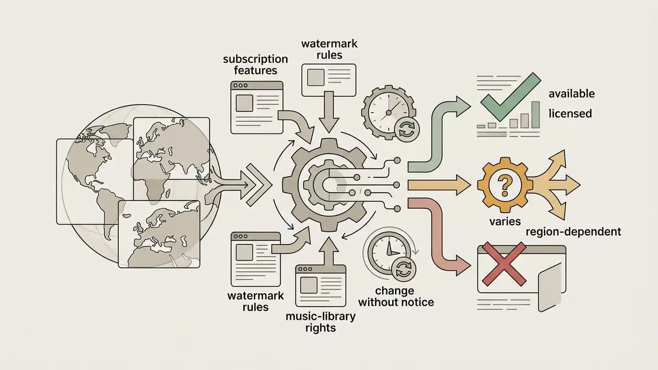 Global data flowing through a gear mechanism to determine regional app licensing and feature availability