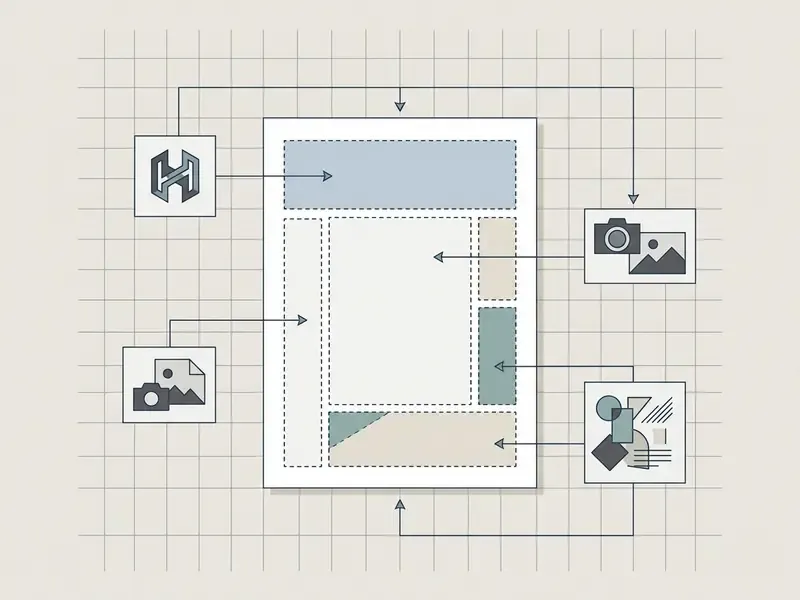 Layout showing how to position logos, images, and graphic elements within a blank poster template