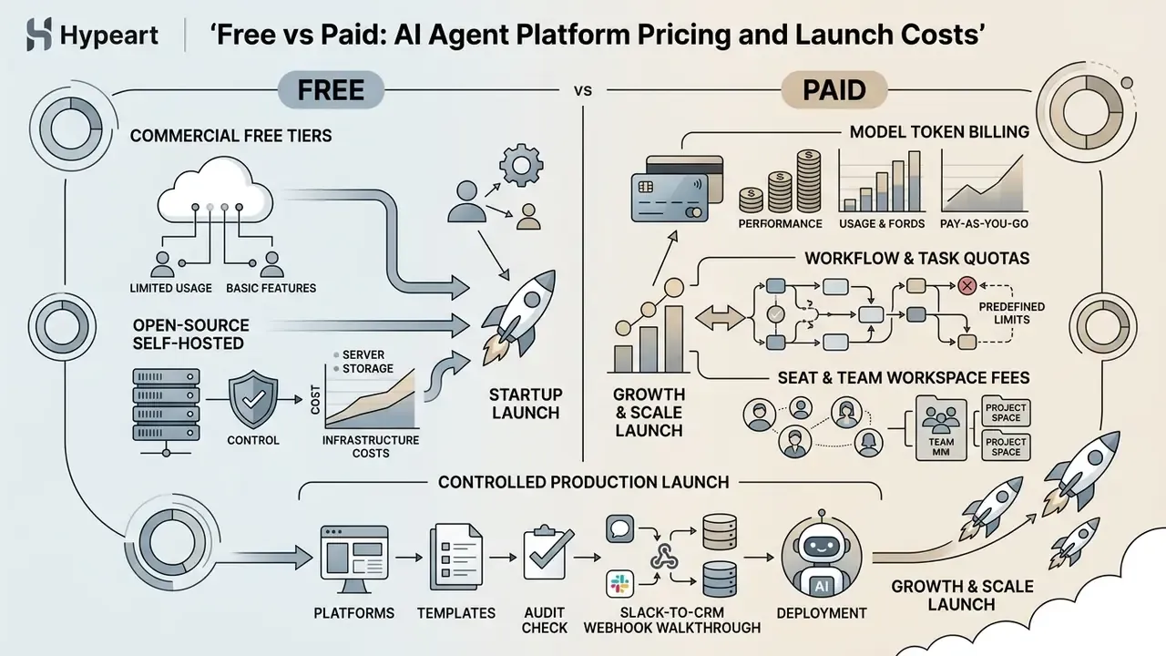 Comparison of free and paid platform models showing infrastructure costs versus token and team billing