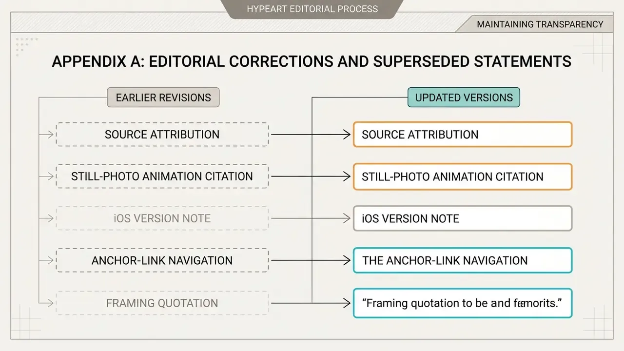 Table mapping earlier editorial revisions to their corresponding updated versions for transparency