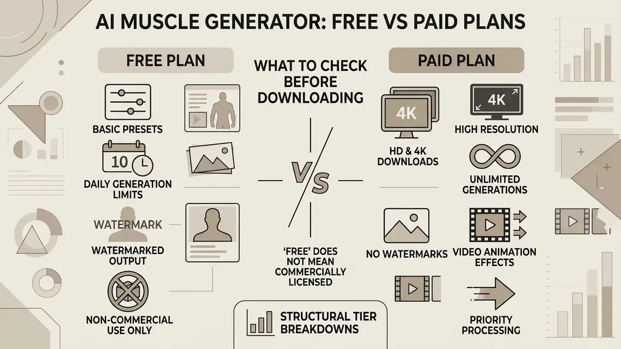 Comparison infographic contrasting features and limitations of free versus paid software subscription tiers