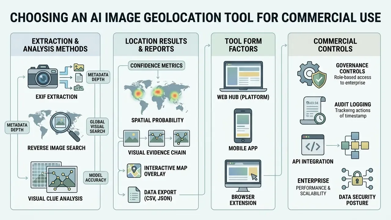 Infographic detailing analysis methods, reporting features, software formats, and enterprise controls