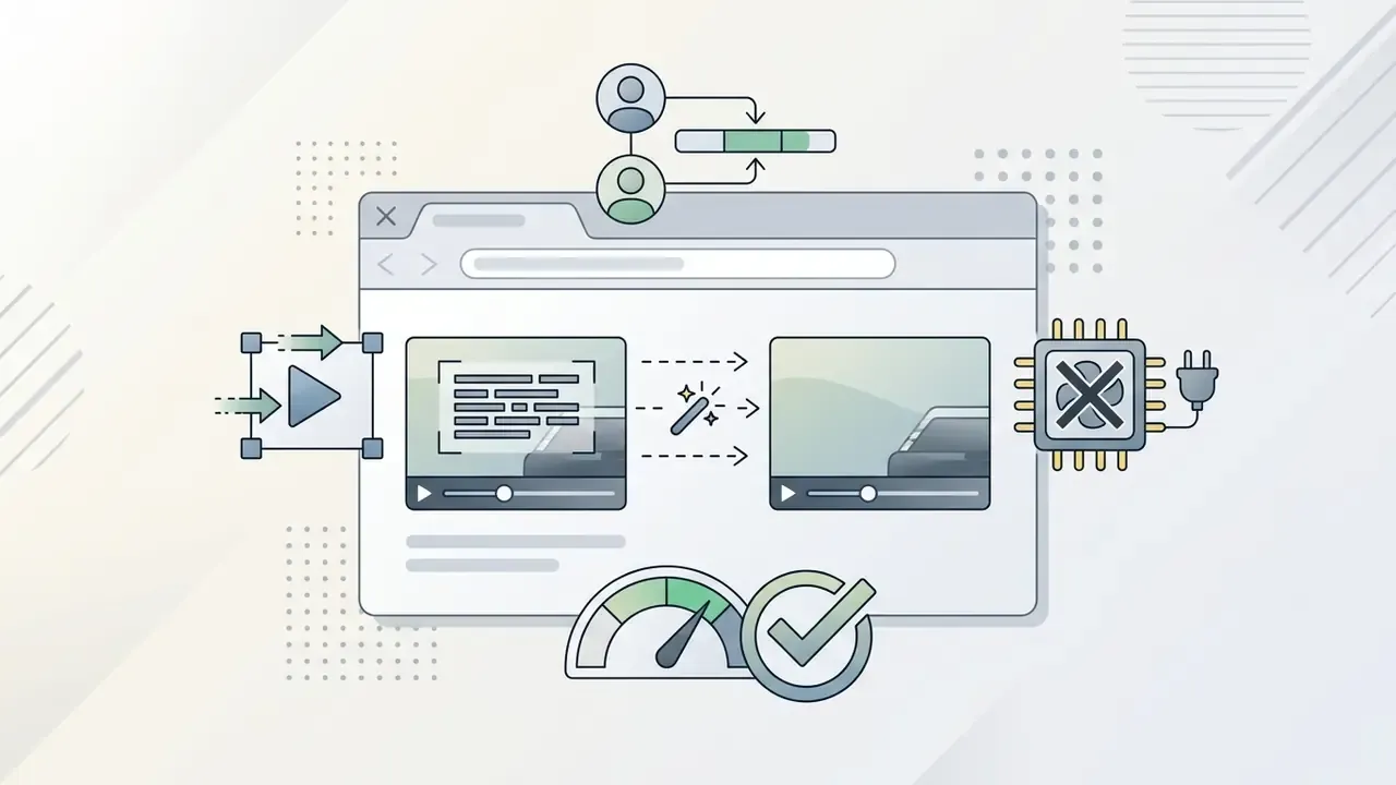 Browser interface showing collaborative editing and cloud processing to clean video without local hardware