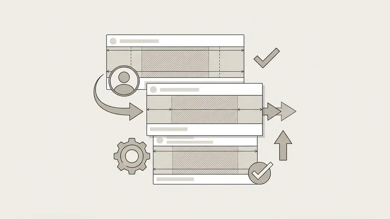 Three banner templates stacked with arrows, a gear icon, and checkmarks indicating safe zones for design