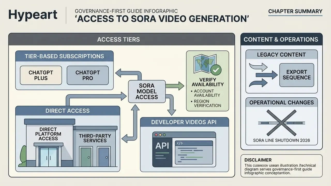 Visual guide detailing the access tiers, verification steps, and operational status of OpenAI Sora