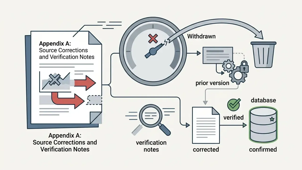 Process showing a withdrawn document being discarded and replaced by verified and corrected database entries