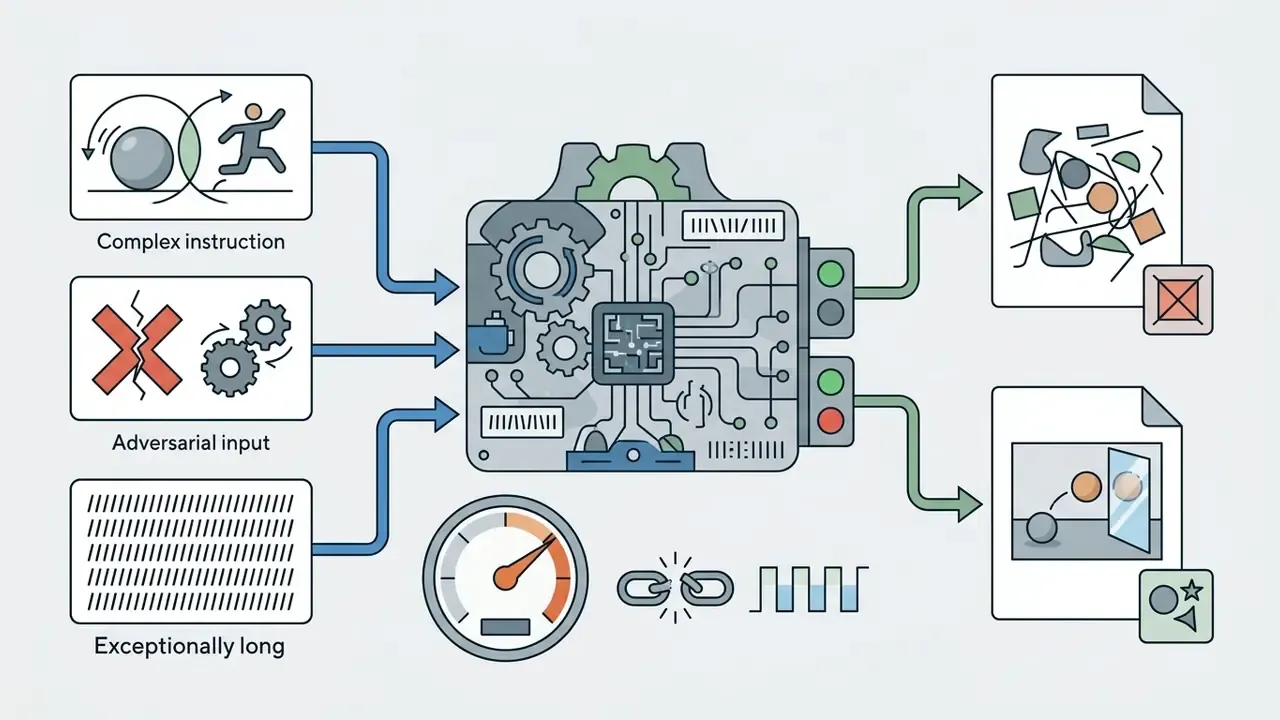 Complex inputs feeding into a central processing unit to produce either failed or successful output files