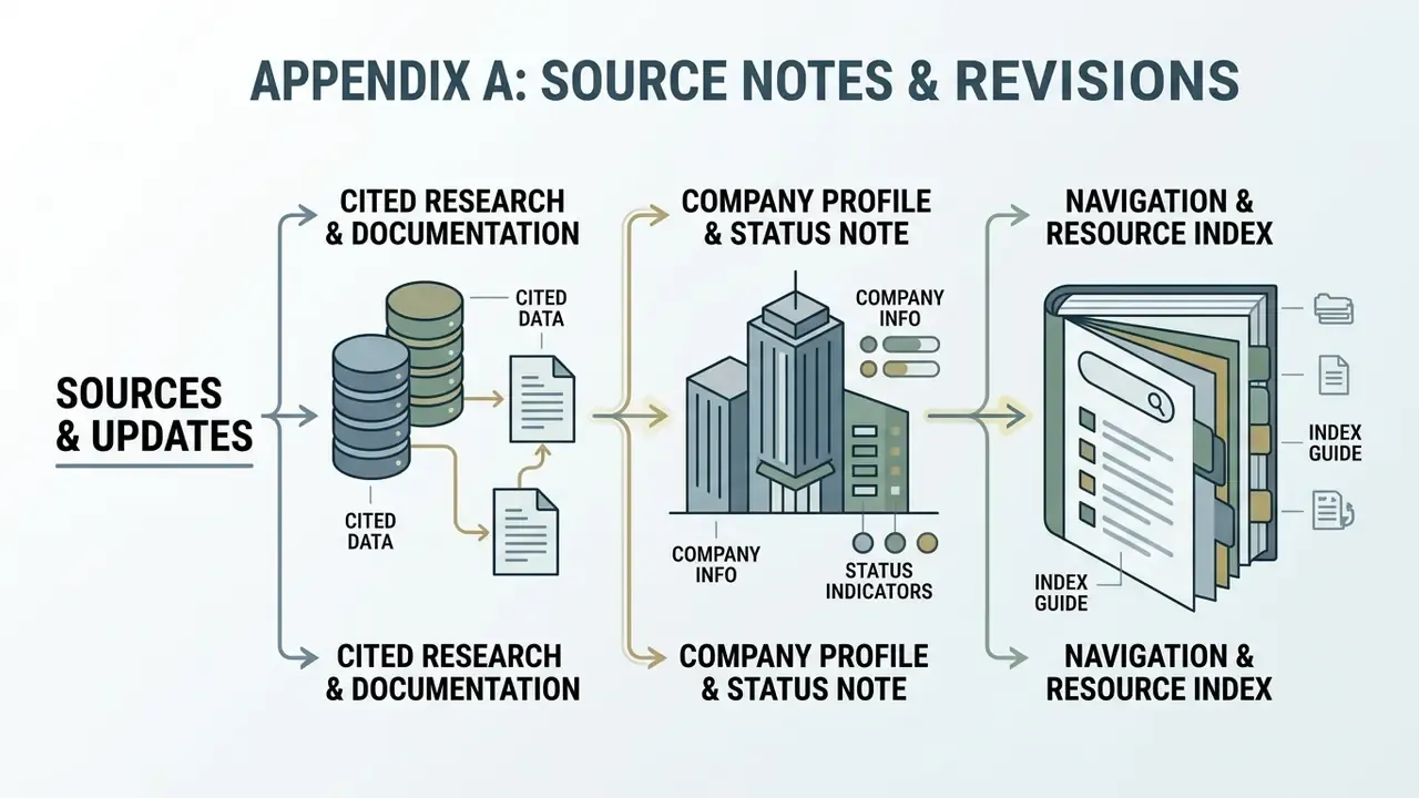 Flowchart showing the progression from research data to company profiles and a final resource index
