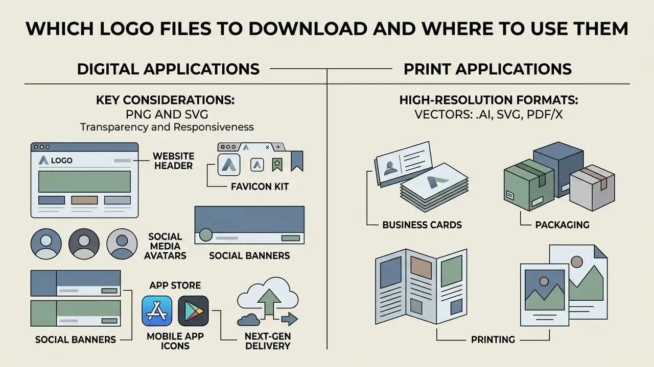 Comparison of file formats for digital use versus print applications for an ai logo maker