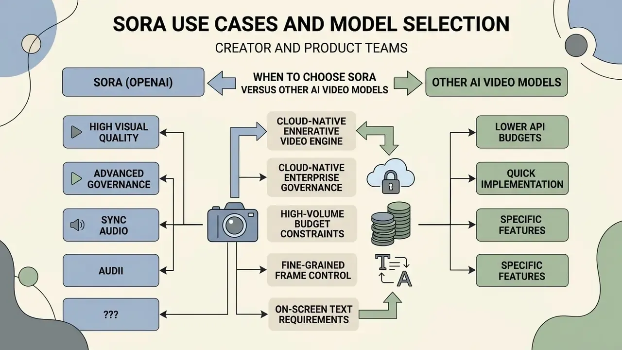 Comparison of OpenAI Sora and other AI video models based on technical requirements and project constraints