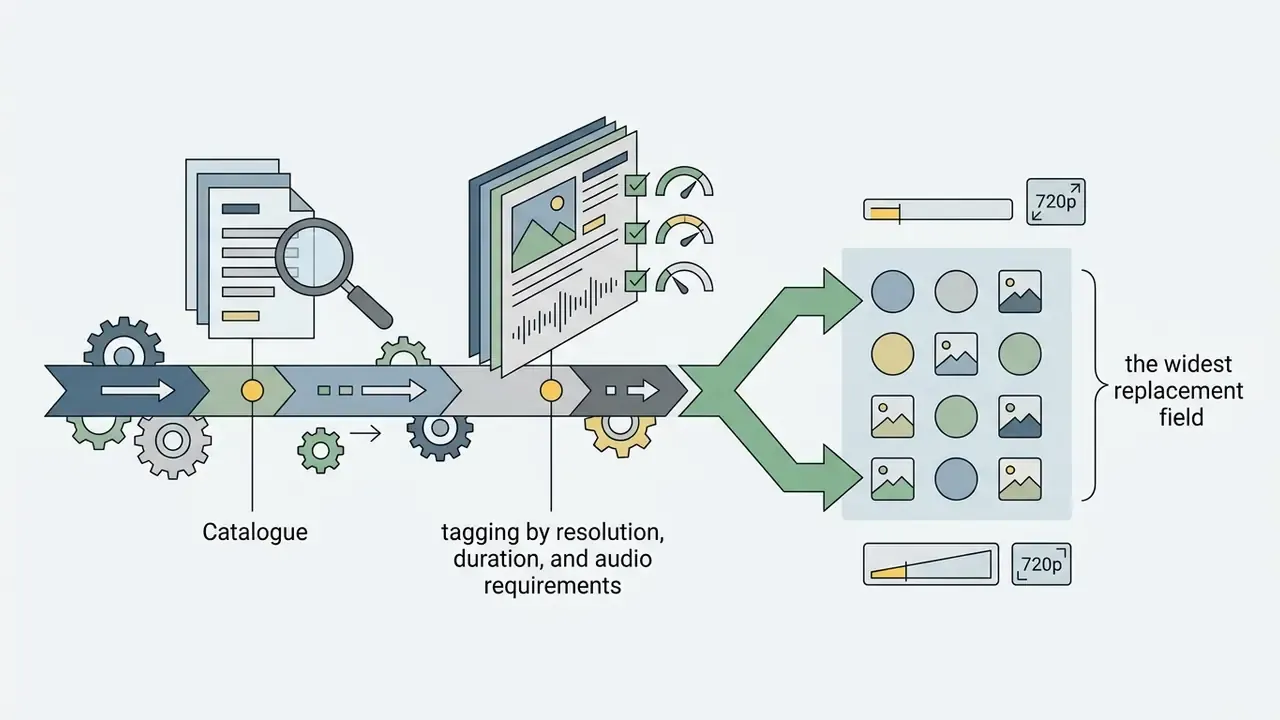 Documents moving through gears and being tagged to identify assets suitable for replacement