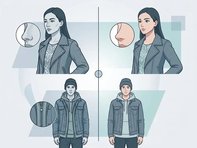 Split screen comparison showing character portraits and clothing details before and after style adjustment