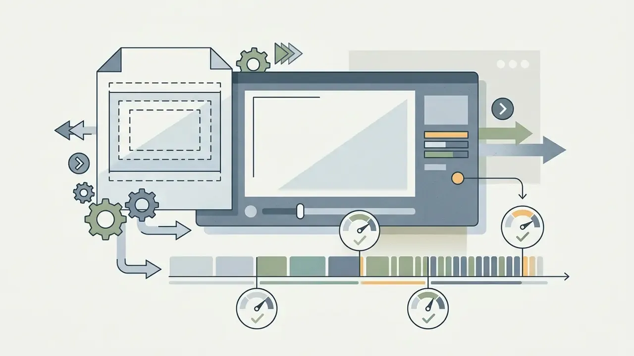Digital canvas settings and frame rate gauges connected to a timeline for animation configuration