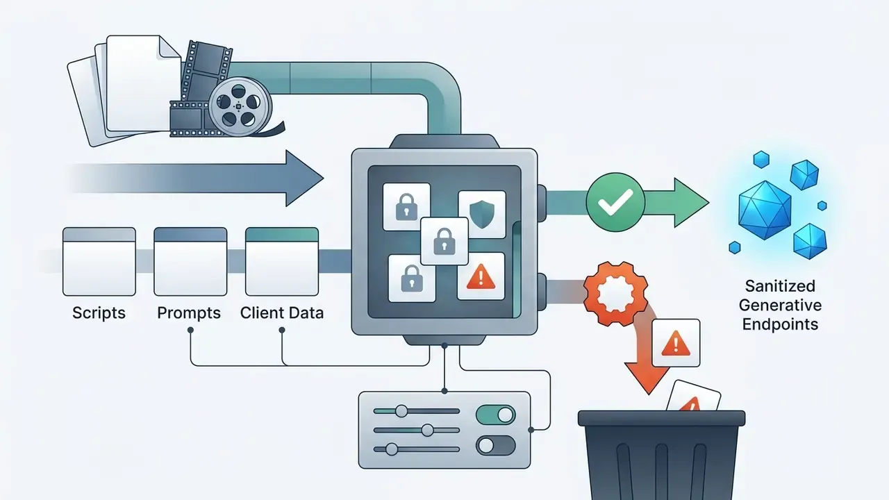 Data pipeline filtering scripts and prompts through a security gateway to generative AI endpoints