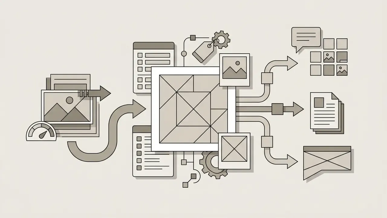 Central square frame being adapted into various aspect ratios for social media and e-commerce layouts
