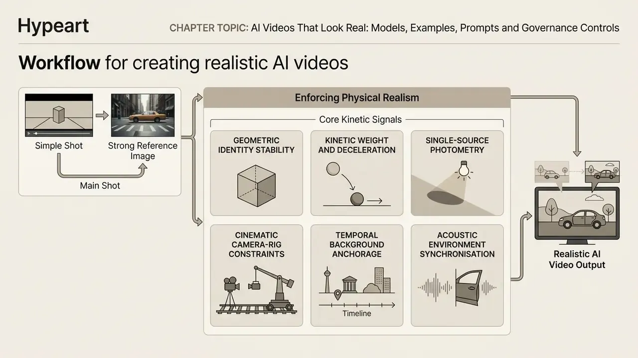 Diagram showing the six kinetic signals required to produce realistic AI videos from reference images