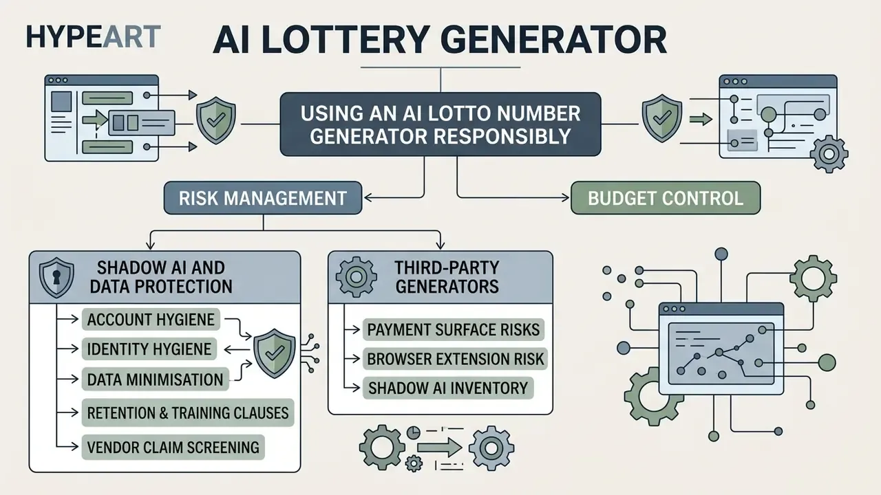 Conceptual diagram outlining risk management and budget control strategies for digital lottery tools