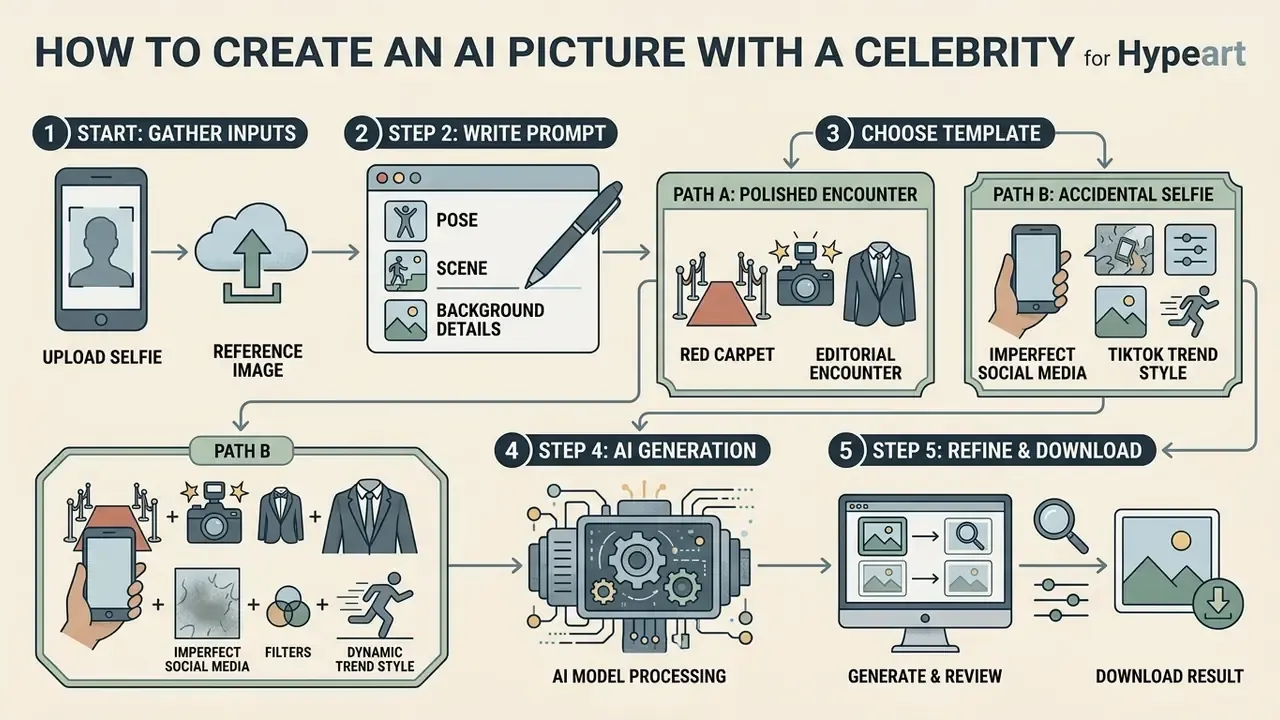 Step-by-step guide for using a celebrity AI image generator to create custom photos from user inputs