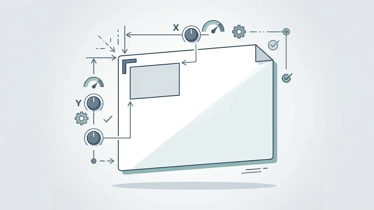 Document frame with X and Y coordinate dials to adjust the position of a rectangular crop area